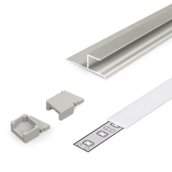 Aluminum Profile for decorative lighting OMNI10 for Led Strip - Anodized 2 mt - Complete kit