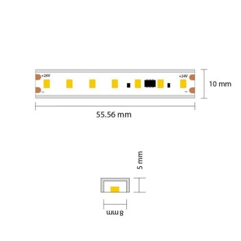 Sauna and Extreme Temperature Led Strip 48W 6500lm 24V IP67 PCB 10mm 640 smd