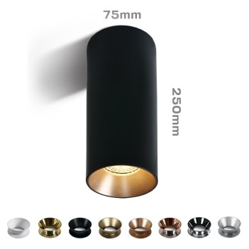 Faretto da Soffitto con Attacco GU10 Serie CHILL OUT CYLINDER 250mm D75mm Spotlight Colore Nero