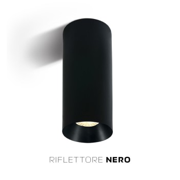 Faretto da Soffitto con Attacco GU10 Serie CHILL OUT CYLINDER 250mm D75mm Spotlight Colore Nero