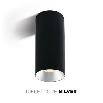 Faretto da Soffitto con Attacco GU10 Serie CHILL OUT CYLINDER 250mm D75mm Spotlight Colore Nero