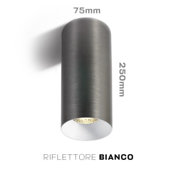 Faretto da Soffitto con Attacco GU10 Serie CHILL OUT CYLINDER 250mm D75mm Spotlight Colore Titanio