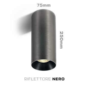 Faretto da Soffitto con Attacco GU10 Serie CHILL OUT CYLINDER 250mm D75mm Spotlight Colore Titanio