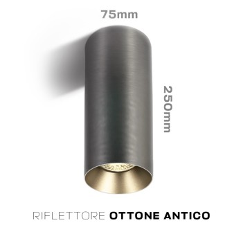 Faretto da Soffitto con Attacco GU10 Serie CHILL OUT CYLINDER 250mm D75mm Spotlight Colore Titanio