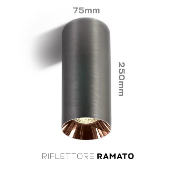 Faretto da Soffitto con Attacco GU10 Serie CHILL OUT CYLINDER 250mm D75mm Spotlight Colore Titanio