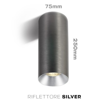 Faretto da Soffitto con Attacco GU10 Serie CHILL OUT CYLINDER 250mm D75mm Spotlight Colore Titanio