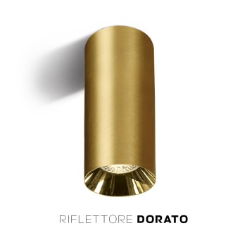 Faretto da Soffitto con Attacco GU10 Serie CHILL OUT CYLINDER 250mm D75mm Spotlight Colore Oro