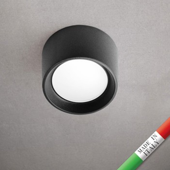 LIVIA | Spotlight da soffitto impermebaile IP55 colore nero rotondo