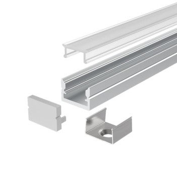 1208 Slim Aluminium Profile for Led Strip - Anodised 2mt - Complete Kit