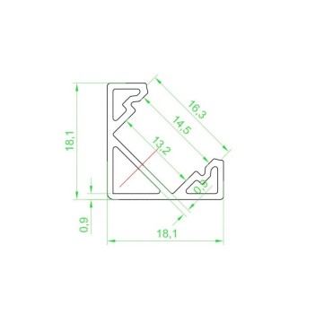 1818 Angular Aluminum Profile for Led Strip - Anodized 3mt - Complete Kit en