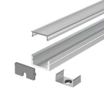 1809 Flat Aluminium Profile 2 m for LED Strip - Complete Kit