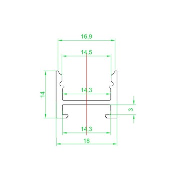 1814 Aluminium Profile for Led Strip with possibility of magnetic installation