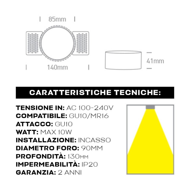 Portafaretto Da Incasso Con Attacco Gu Ip Con Foro Mm Trimless