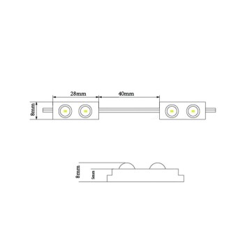 0.4W 12V LED signage module with 2 SMD2835 160D IP67 LEDs for backlighting