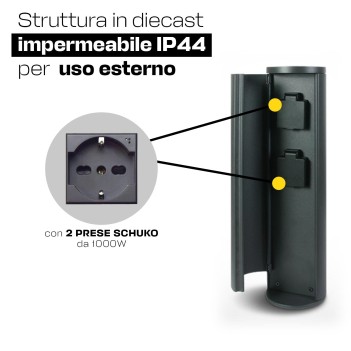 Colonnina elettrica da Giardino con 2 prese Schuko da 1000W IP44