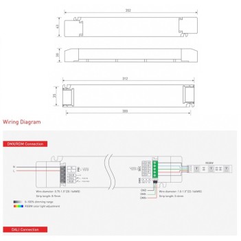 150W 24V DALI2, PUSH and DMX Dimming power supply for RGB and RGBW LED strips - LTech LM-150-24-G4K3