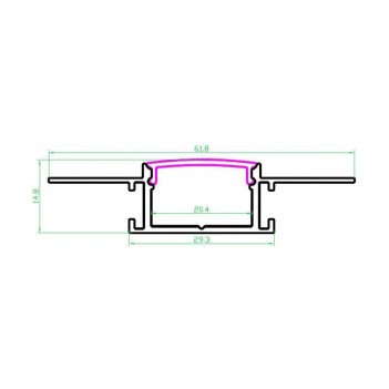 6214 Aluminium Plasterboard Profile for Led Strip - Anodised 2mt - Complete Kit