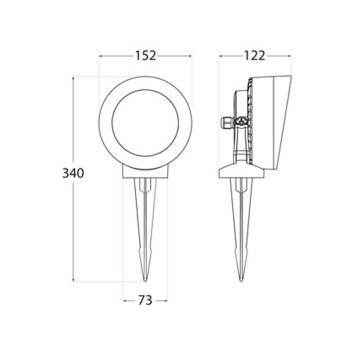 Faretto con picchetto con attacco GX53 10W 1290lm D152mm