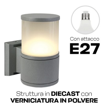 Wall light with E27 socket Tube series 220V IP54 - Gray en