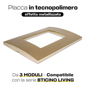 Placca cornice 3 Moduli ORO Opaco VING Compatibile BTICINO