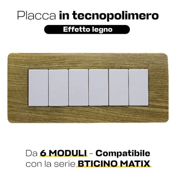 Placca Cornice 6 Moduli Legno Scuro - Serie compatibile