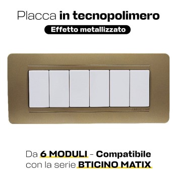 Plate Frame 6 Modules Matt Gold - Matix Compatible Series en