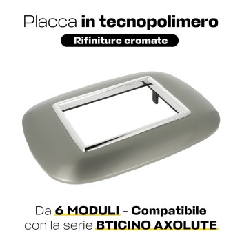 Placca cornice Oval 6 moduli Titanio - Serie Lute su KingLed