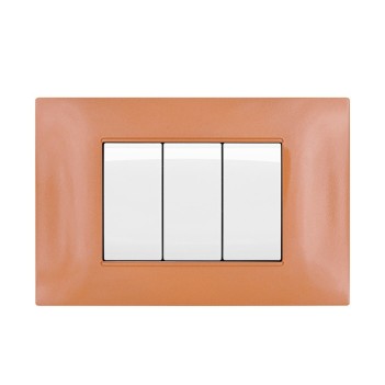 Placca Cornice 3 Moduli T2 Arancio Compatibile Vimar Plana