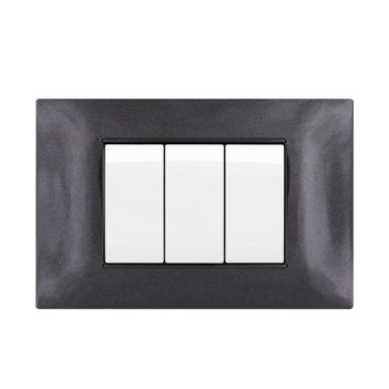 Placca Cornice 3 Moduli T2 Tecnopolimeri Nero Compatibile Vimar Plana en