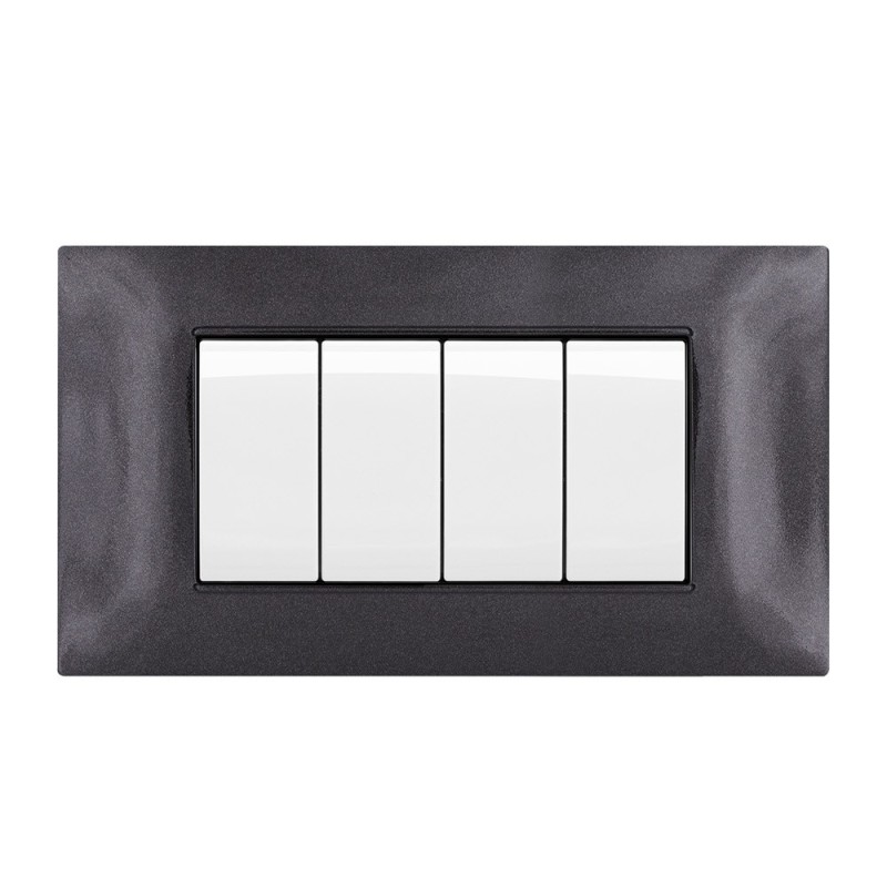 Faceplate Frame 4 Modules T2 Black - Compatible Vimar Plana en