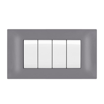 Plate Frame 4 Modules T2 light gray - Compatible Vimar Plana en