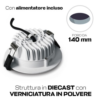 Downlight Plafoniera da Incasso 18W 1300lm IP54 Foro 140mm