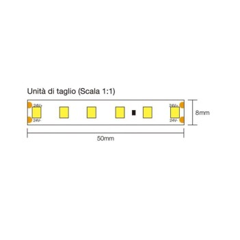 Striscia Led Serie da 20 metri H.C. CRI90 192W 19200lm 24V IP20 PCB 8mm bobina da 2400 SMD 2835