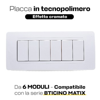 Placca Cornice 6 Moduli colore bianco compatibile Serie Matix