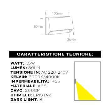 1.5W 220V IP65 Color Anthracite Wall Mounted LED Streetlight - DARK LIGHT WALL