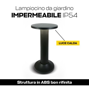 Lampioncino da giardino 6,5W 3000K serie Mush 30cm 220V IP54 - Nero