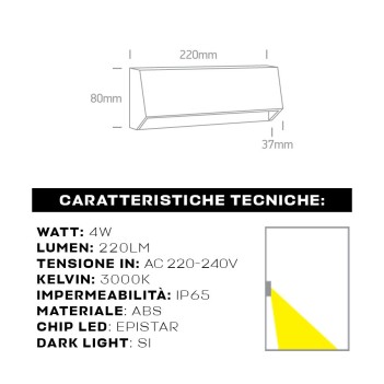 4W 220V IP65 3000K Color Anthracite Wall Mounted LED Streetlight - DARK LIGHT WALL