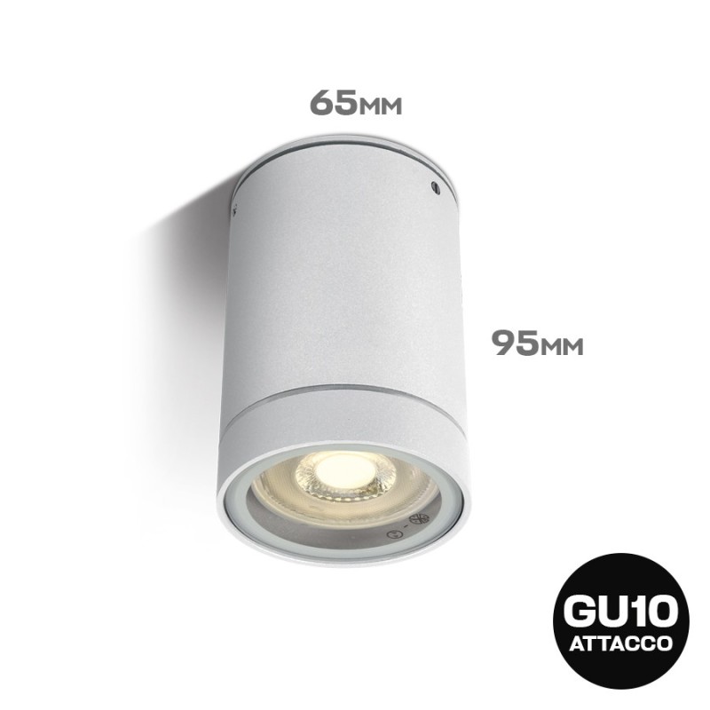 Faretto cilindrico con attacco GU10 impermeabile IP54 colore Bianco