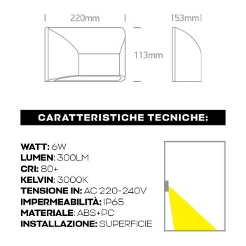 Garden series 6W 300lm 220mm wall sconce 220V IP65 - White