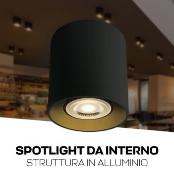 Ceiling Spotlight with GU10 Connection IP20 Cylinder Series 94mm D80mm Spotlight Colour black