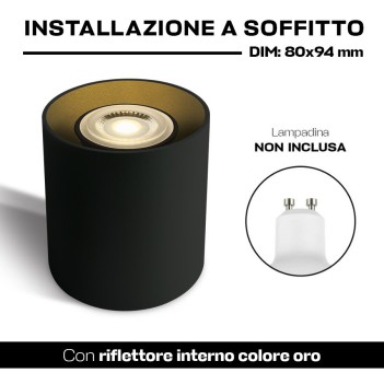 Ceiling Spotlight with GU10 Connection IP20 Cylinder Series 94mm D80mm Spotlight Colour black