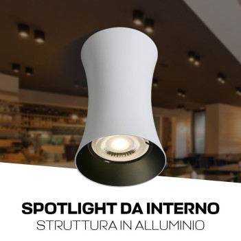 KING LED | Spotlight cilindrico con attacco GU10 colore bianco riflettore nero