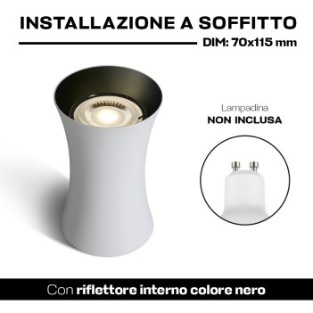 KING LED | Spotlight cilindrico con attacco GU10 colore bianco riflettore nero