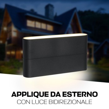 Applique con luce bidirezionale 12W impermeabile IP54 - Antracite