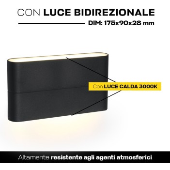 Applique con luce bidirezionale 12W impermeabile IP54 - Antracite