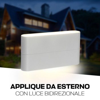 Applique bianca con luce bidirezionale 12W impermeabile IP54 da esterno