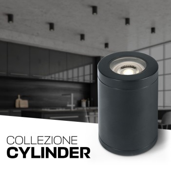 Ceiling Spotlight with GU10 Connection IP65 CYLINDER Series 130mm D72mm Spotlight black Color