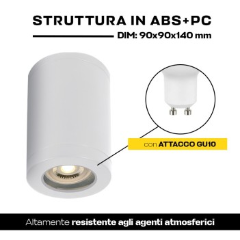 Ceiling Spotlight with GU10 Connection IP65 CYLINDER Series 140mm D90mm Spotlight white Color