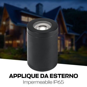 Faretto cilindrico con attacco GU10 impermeabile IP65 colore nero