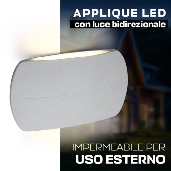 Applique bianca con luce bidirezionale 12W impermeabile IP54 3000K